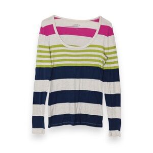 Old Navy Womens Stripe Multicolor Jersey Long Sleeve Shirt Top Size M
